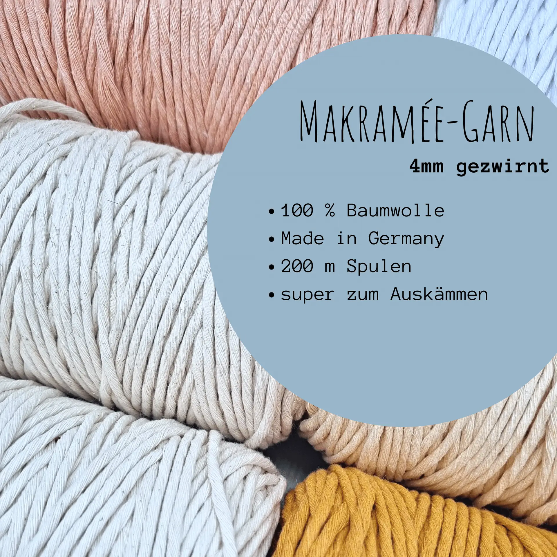 Makramée Garn 4mm gezwirnt | 100% Baumwolle – Bild 5