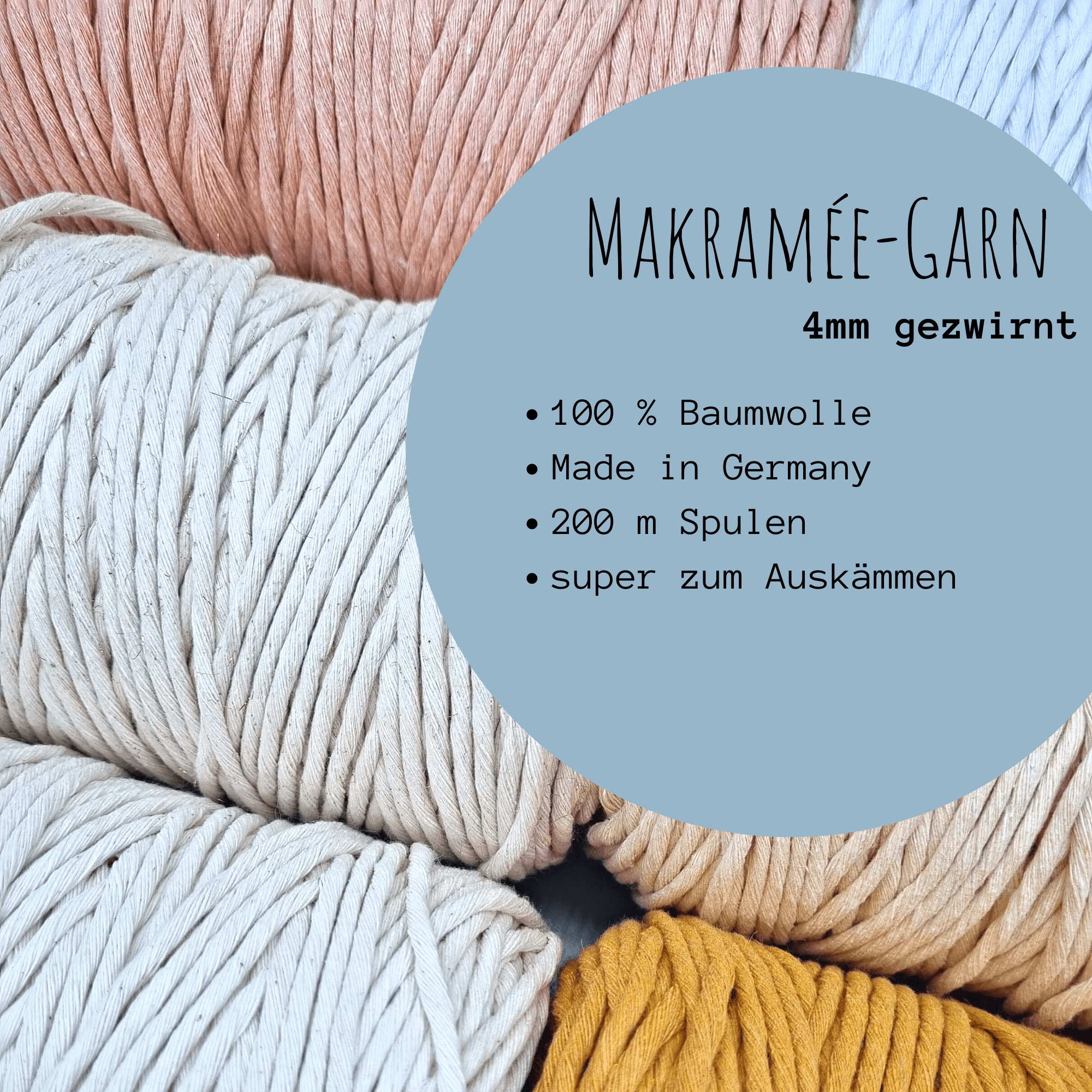 Makramée Garn 4mm gezwirnt | 100% Baumwolle – Bild 3