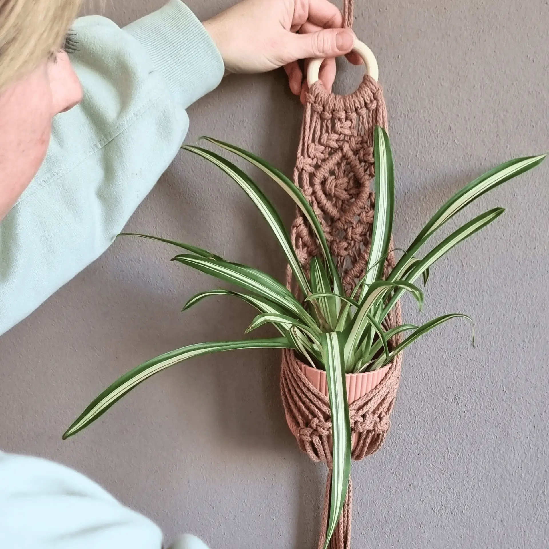Makramee Blumenampel Anleitung einfach - Blumenampel selber machen mit Videoanleitung Download | Blumen Ampel knüpfen DIY – Bild 2