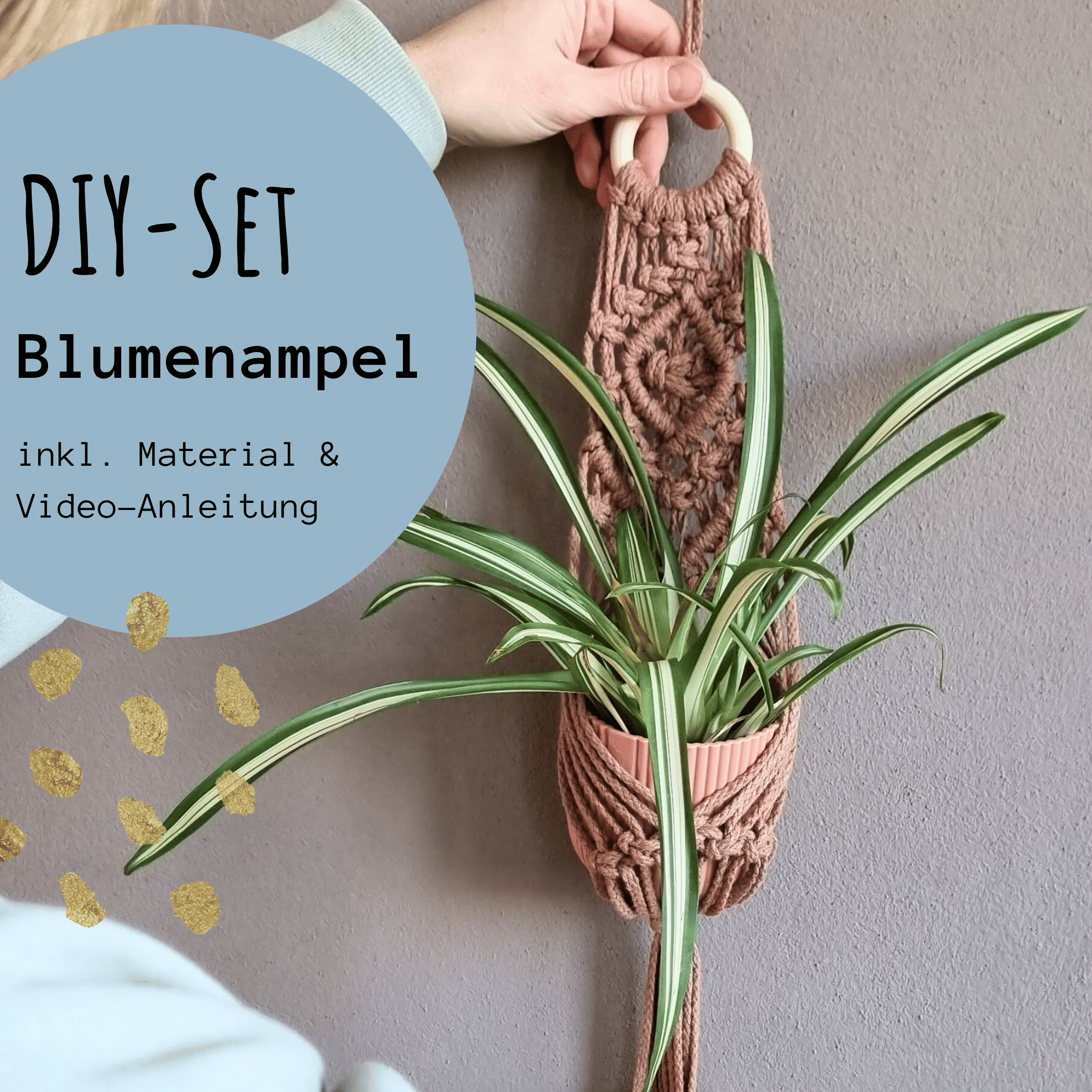 Makramee Blumenampel Anleitung einfach - Blumenampel selber machen mit DIY Set inkl Videoanleitung und Material | Blumen Ampel knüpfen DIY