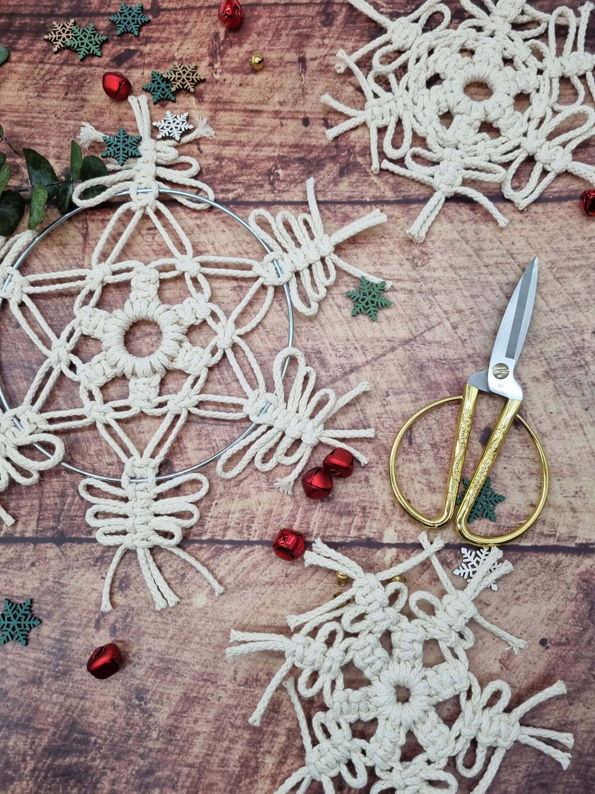 Makramée Schneeflocke Winterdeko DIY-Set mit Video-Anleitung – Bild 7