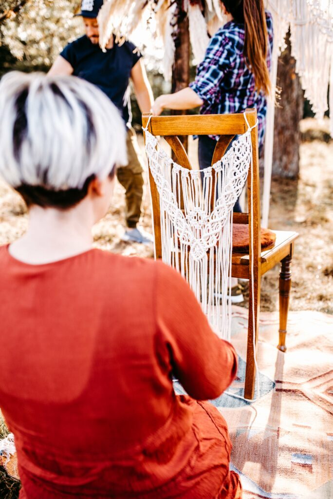 Rücken Stuhlhänger Makramée