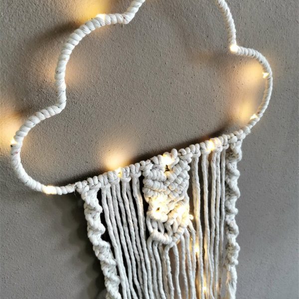 Makramée Wolke mit LED Nachtlicht