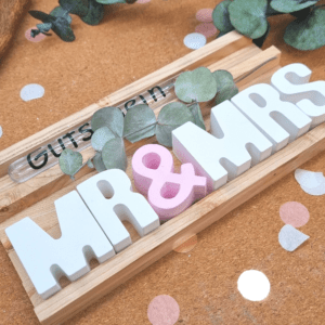 Hochzeitsgeschenk Geldgeschenk 3D Buchstaben mit Reagenzglas | Mr & Mrs Deko |  Hochzeitsgeschenkset individuell |  Geldgeschenk Hochzeit