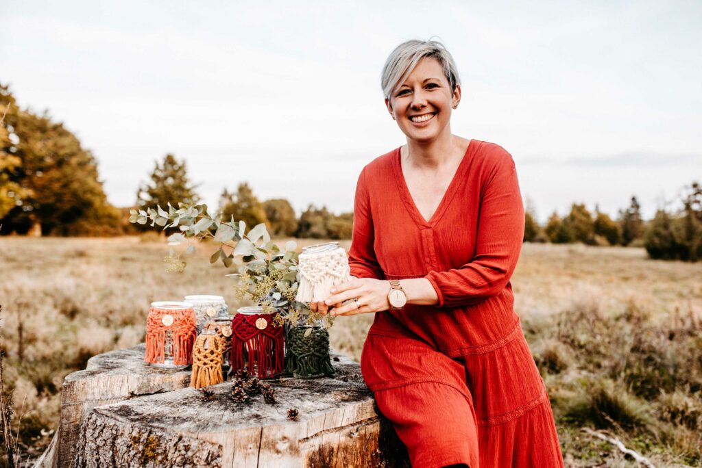 Makramée Windlicht geigenkaefer