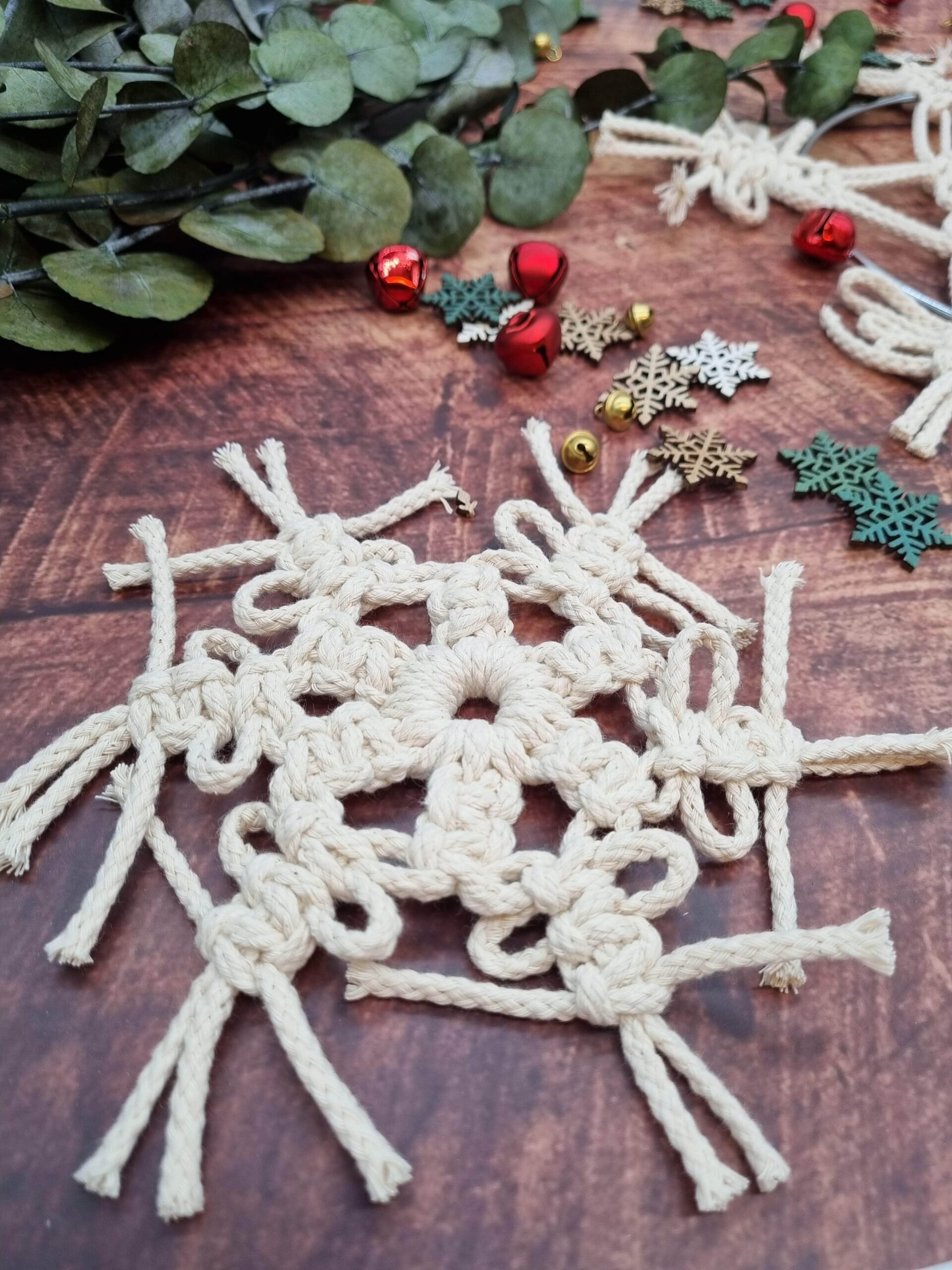 Makramée Schneeflocke Winterdeko DIY-Set mit Video-Anleitung – Bild 3